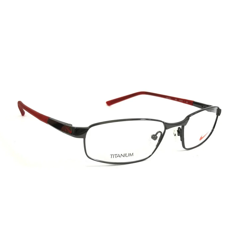 Nike Eyeglasses Frames 6042 069 Shiny Dark Gunmetal Red Titanium 51-16-140